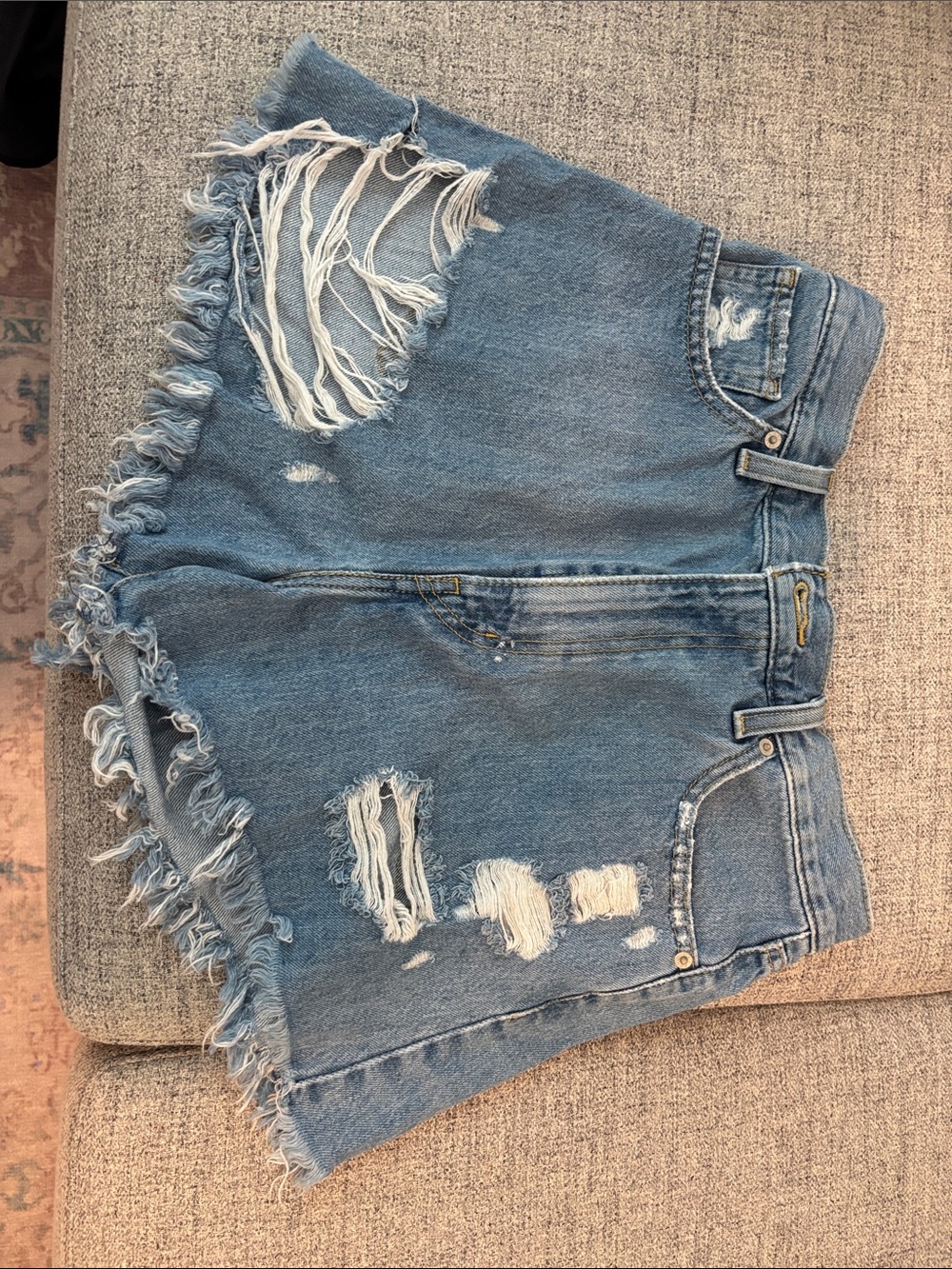 Distressed High-Waist Denim Shorts - Blue, Levi’s
